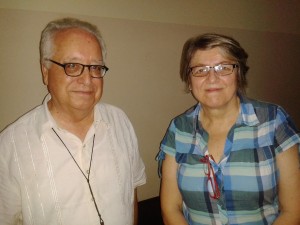 Monseñor Esteban Sádaba y Susana Nuin directora de Cebipal- CELAM