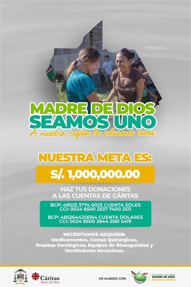 Afiche de la campaña coordinada desde Cáritas Madre de Dios. 