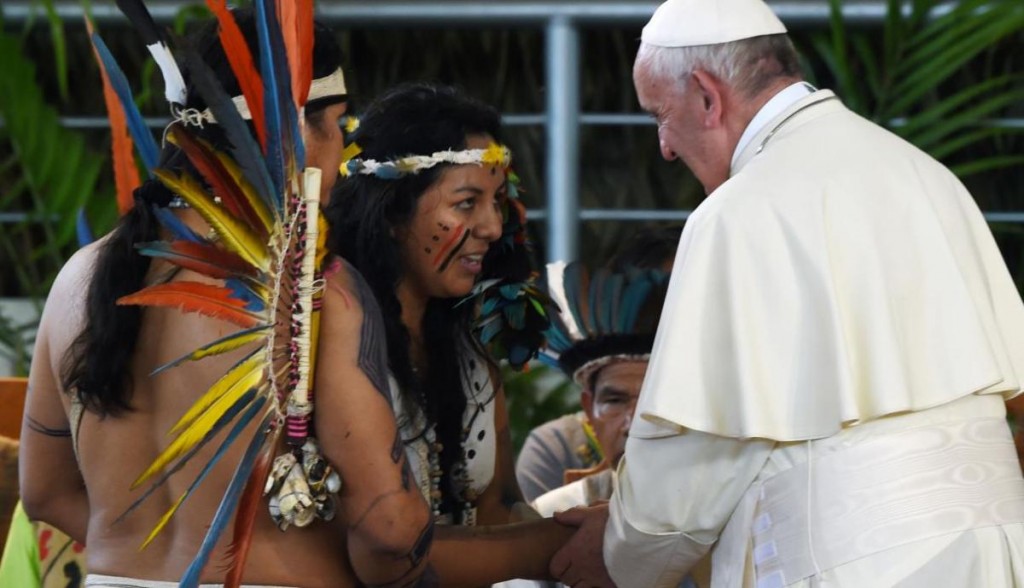 Patiachi fue la representante del pueblo harakbut en la visita del Papa Francisco a Puerto Maldonado. Foto: Aleteia